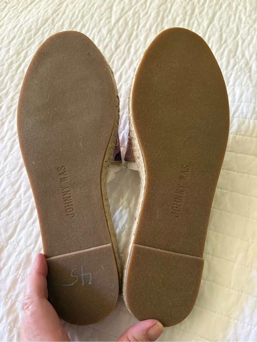 Johnny Was Lilac Embroidered Crane Espadrille Slide Size 10 New